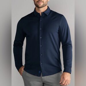Twillory Men’s Navy Blue Long Sleeve Button Down Polo